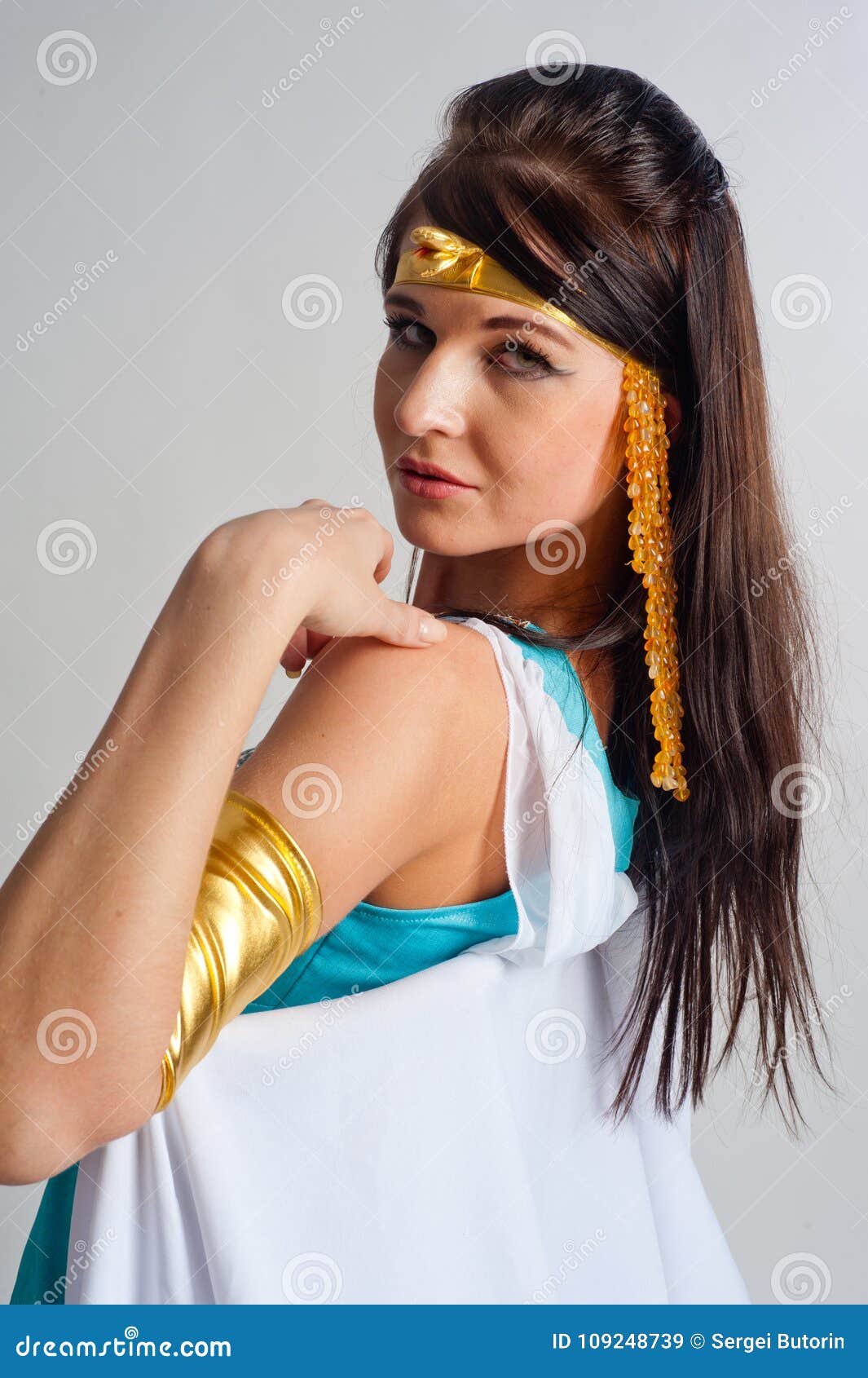 Attractive Girl In Ancient Egyptian Cleopatra Role Stock