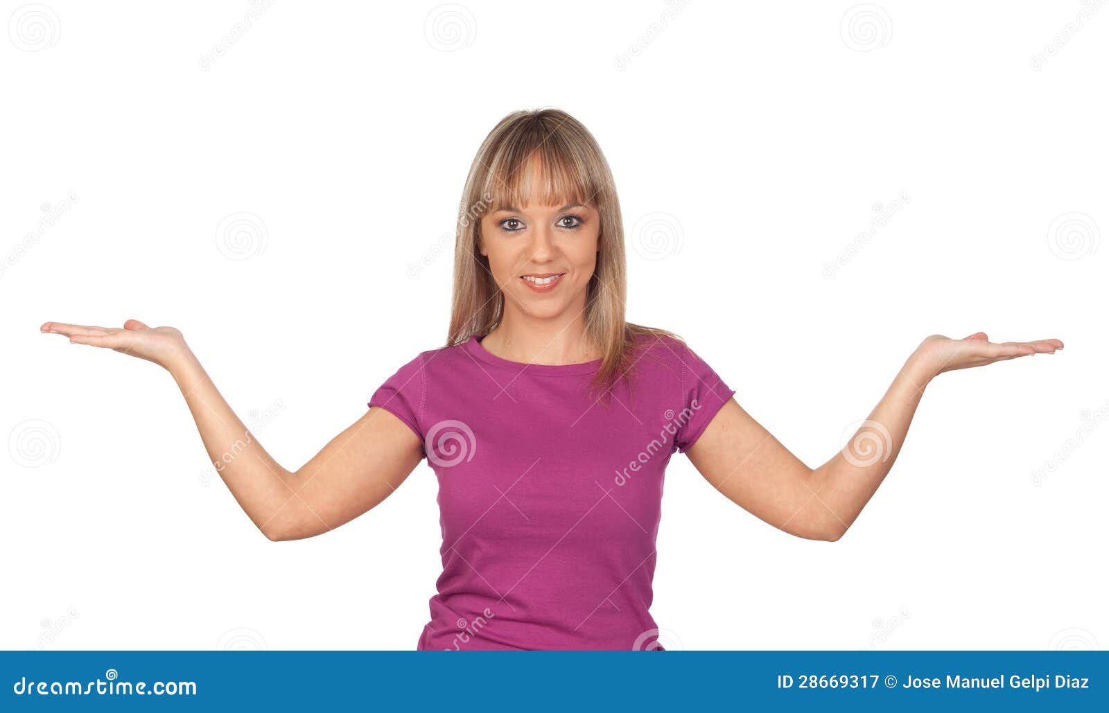 Attractive Girl with the Arms Extended Stock Image Image of