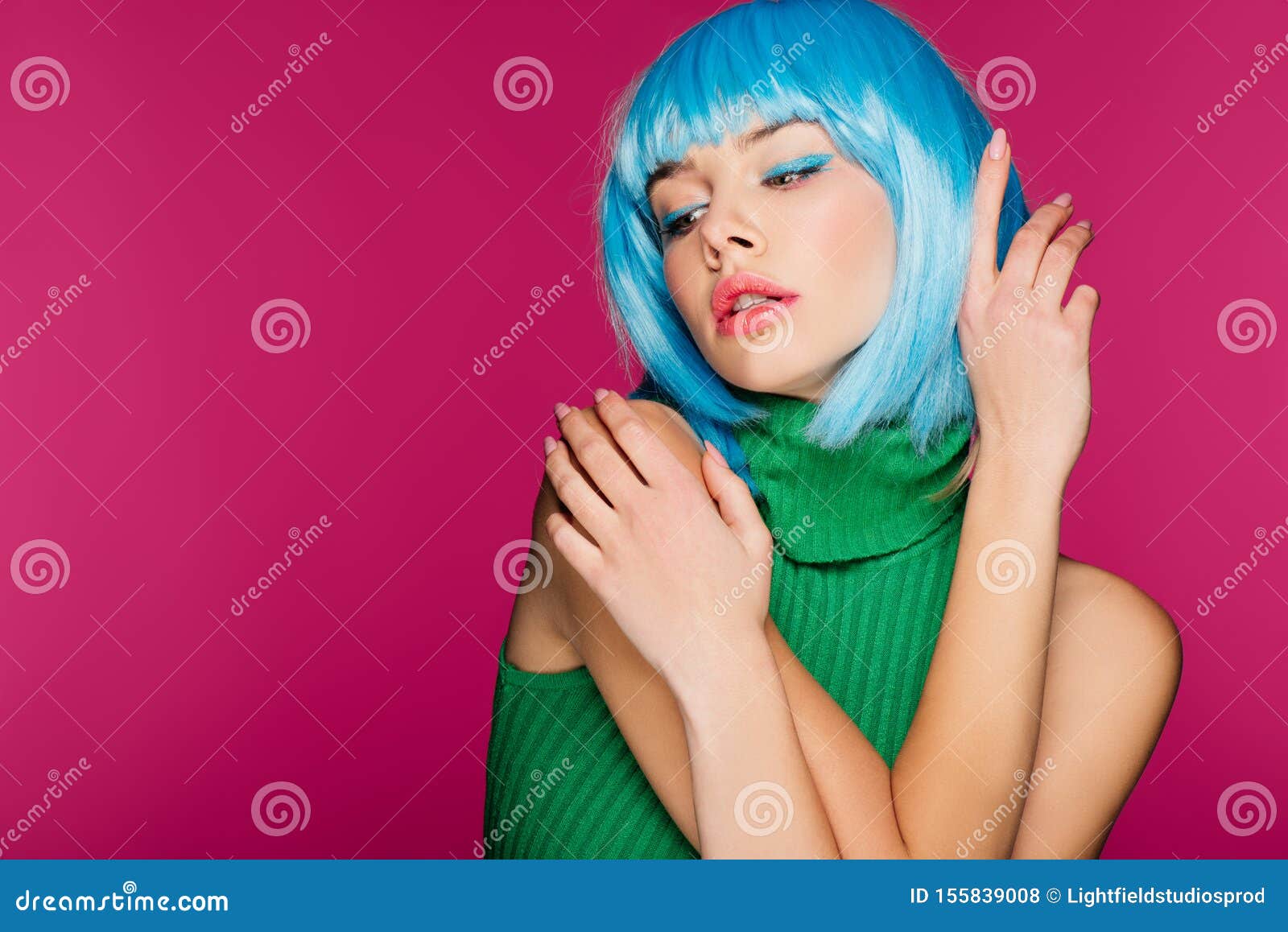 1. Korean girl with blue hair - wide 11