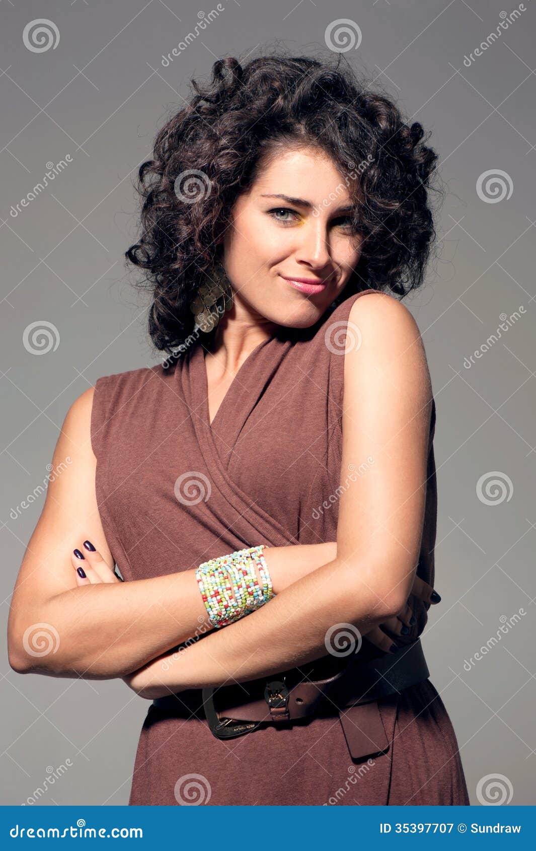 Attractive Girl in Brown Dress Stock Image Image of lady, dress 35397707