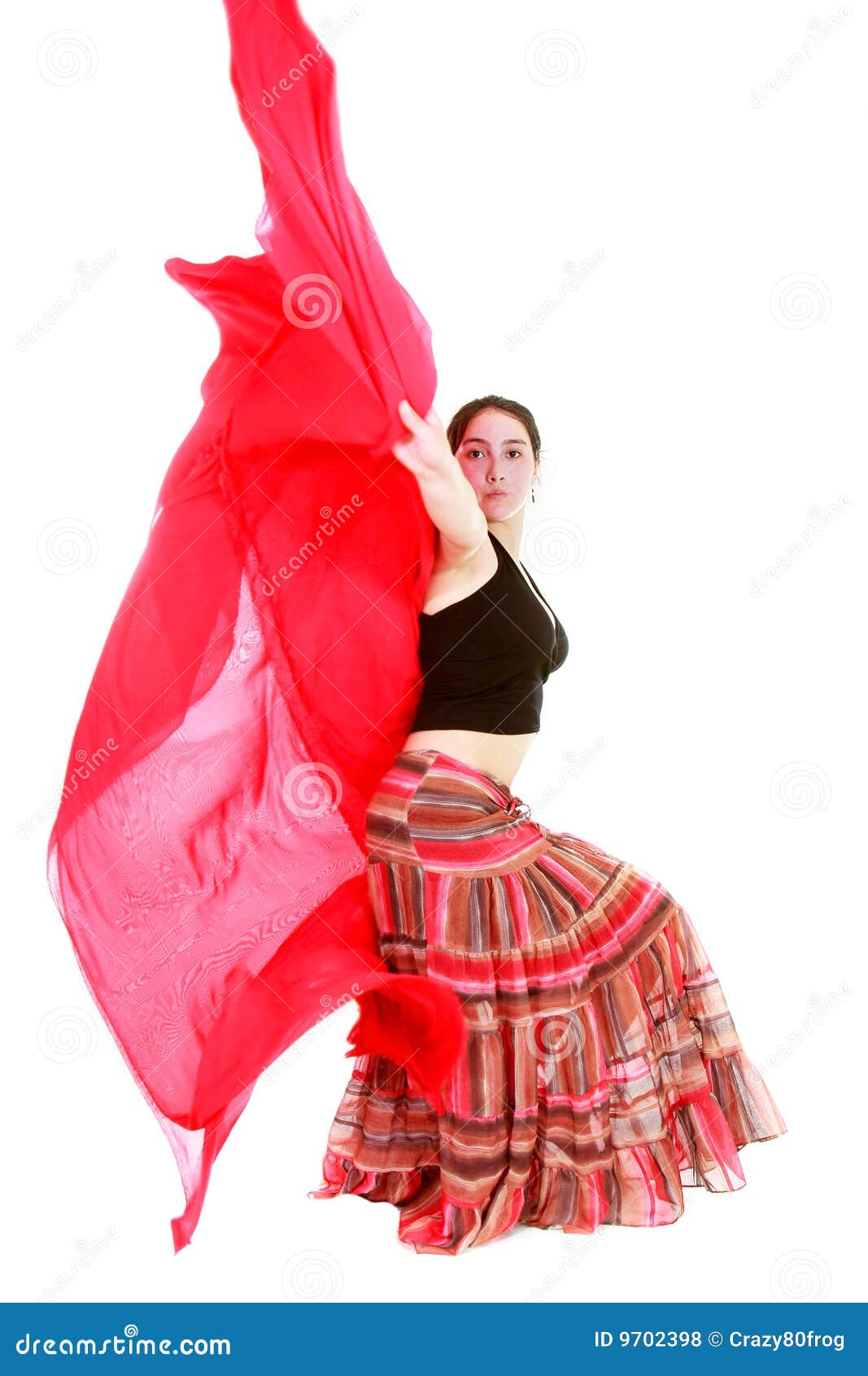 Attractive Girl Dancing with Red Scarf Stock Photo Image of fiesta