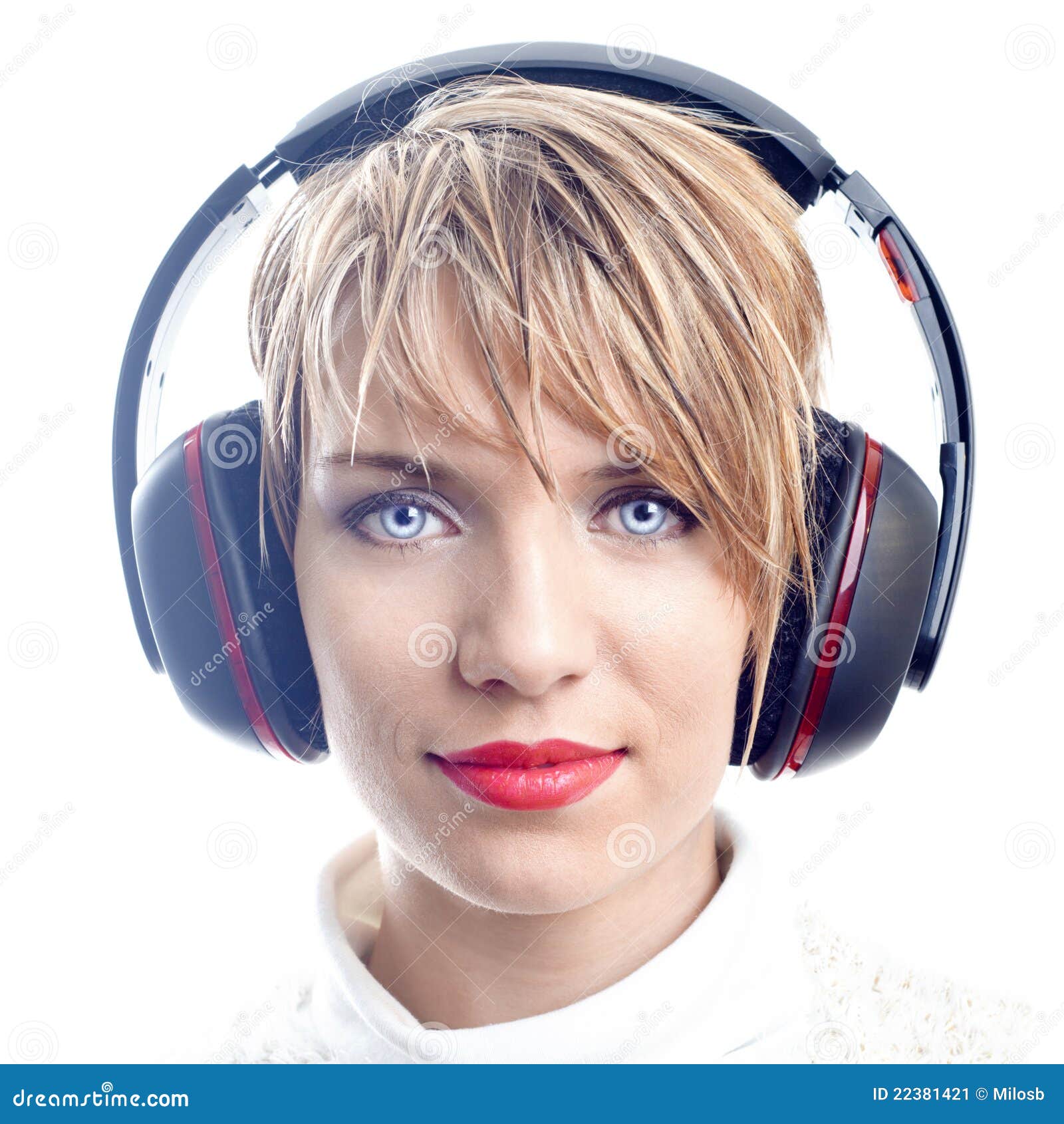 Attractive Girl with Headphones Stock Image Image of beauty, cute