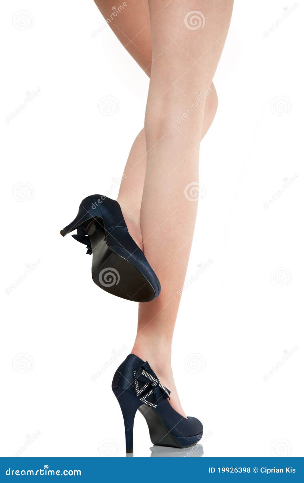 Attractive Girl Legs with Blue Shoe Stock Photo Image of health