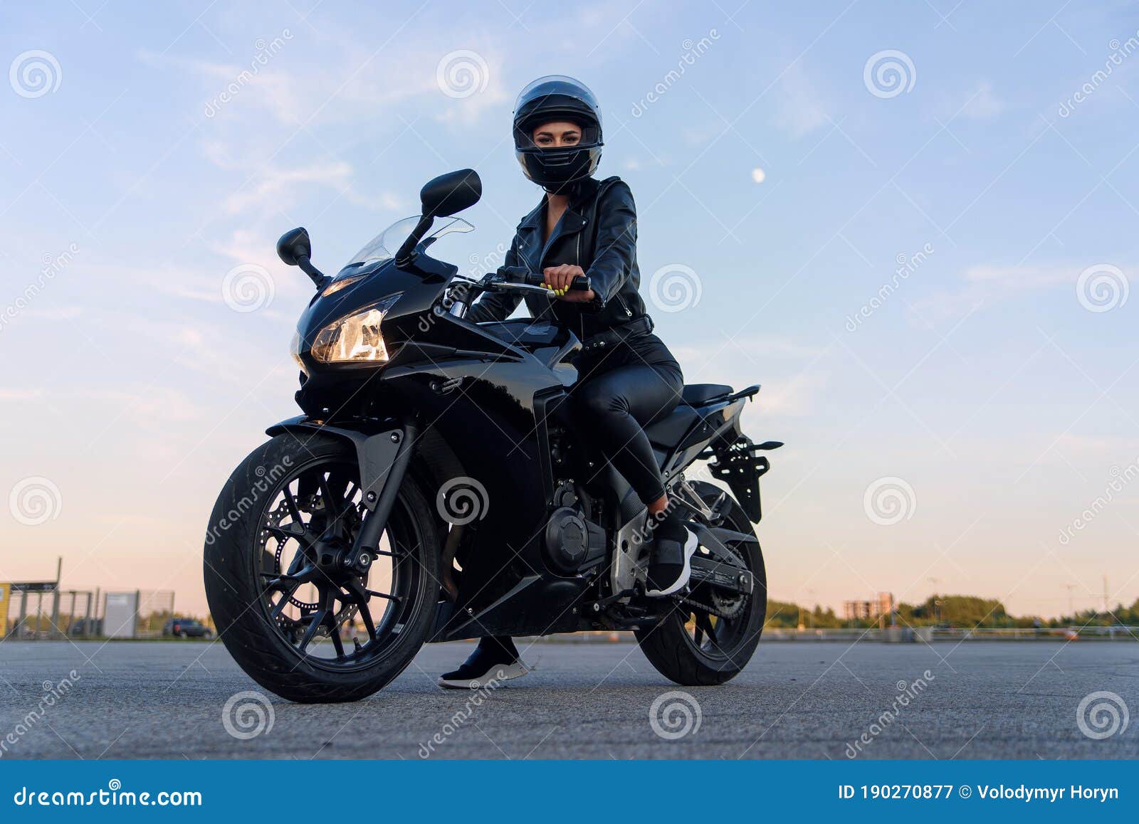 Attractive Girl with Long Hair in Black Leather Jacket and Pants on Outdoors Parking with Stylish Sports Motorcycle at Stock Image - Image of bike, light: 190270877 Attractive Girl with Long Hair in Black Leather Jacket and Pants on Outdoors Parking with Stylish Sports Motorcycle at Stock Image - Image of bike, light: 190270877