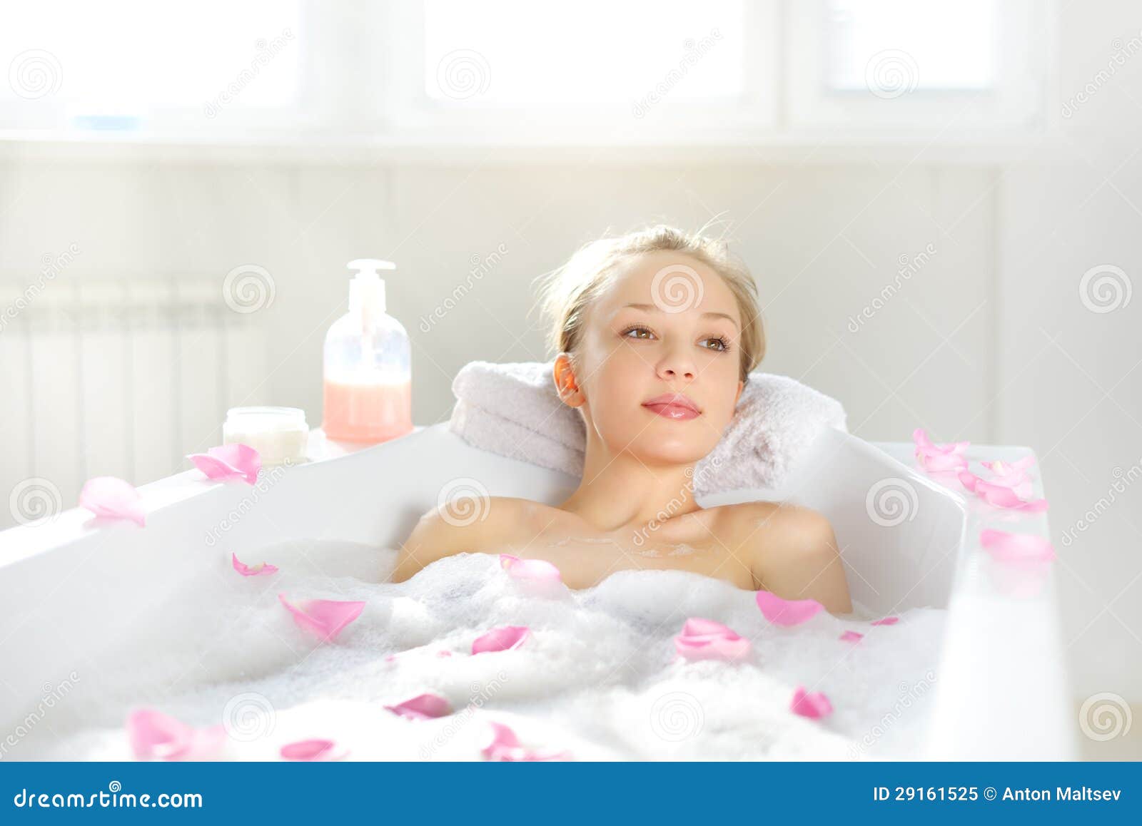 Attractive Girl Relaxing in Bath Stock Image Image of alone, bathe