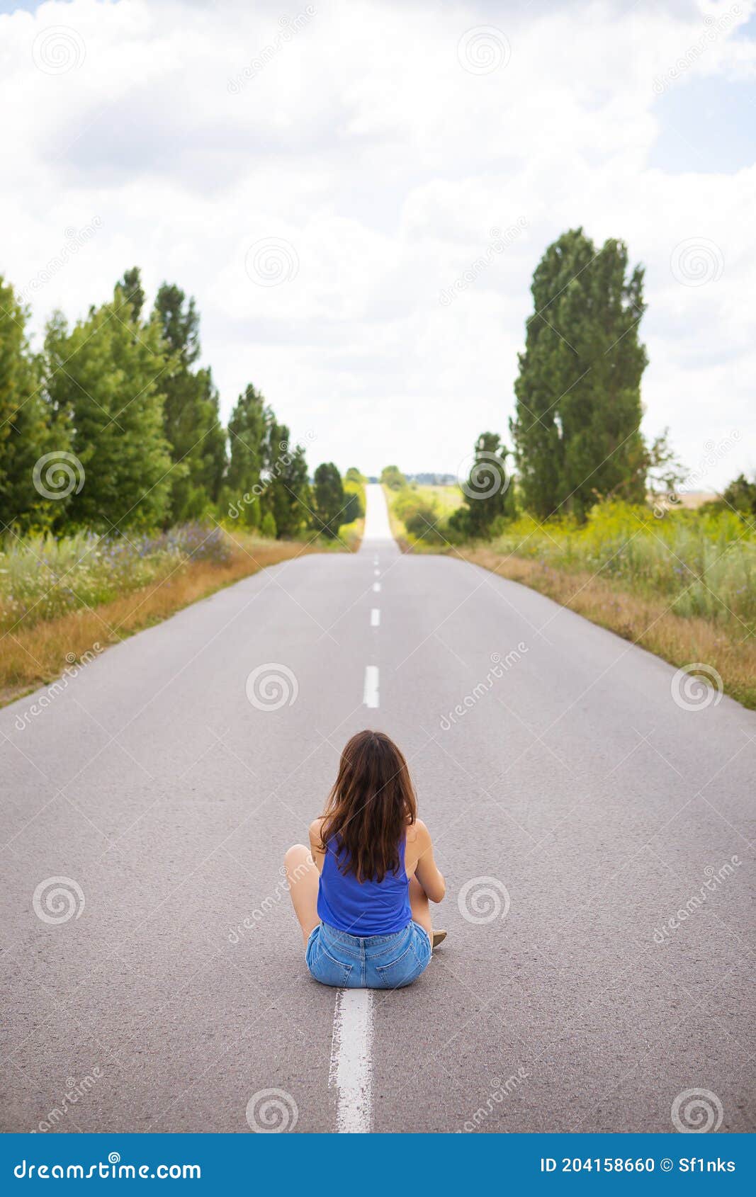 Posing on the road.