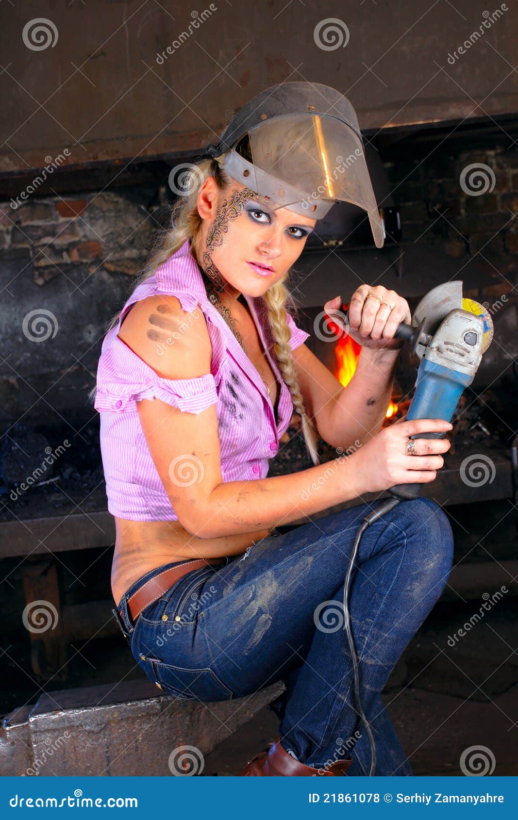 Attractive Girl in Workshop with Instrument Stock Photo - Image of ...