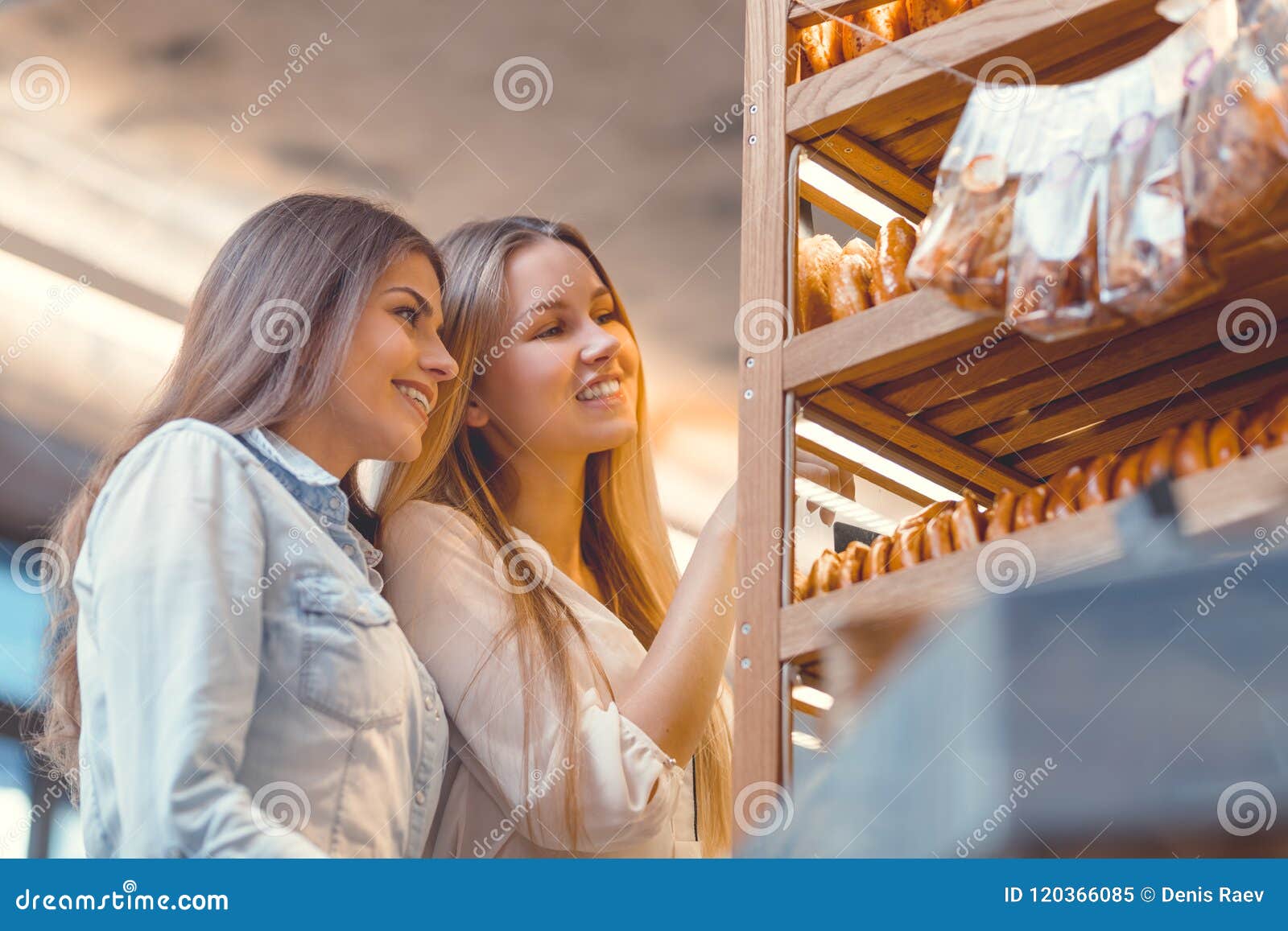 Attractive Girls in the Bakery Stock Image Image of retail, happiness