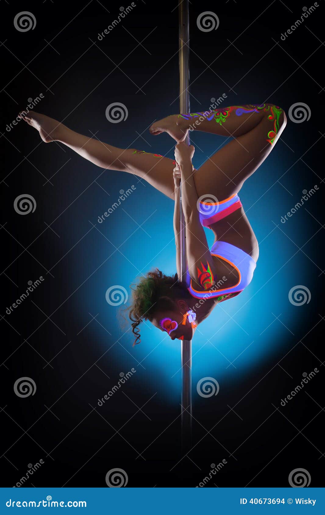 Attractive Go Go Dancer Posing On Pylon Attractive Go Go Dancer Posing On Pylon Stock Photo