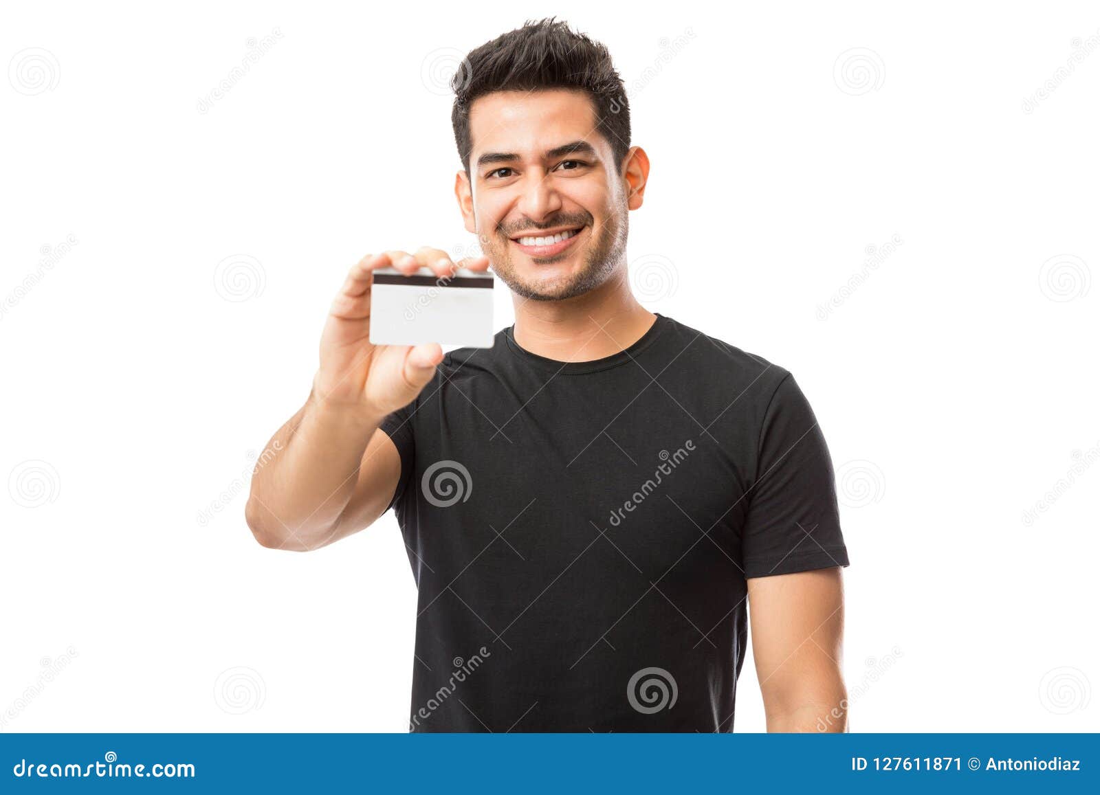 Attractive Guy Promoting Credit Card Stock Image - Image of leisure ...