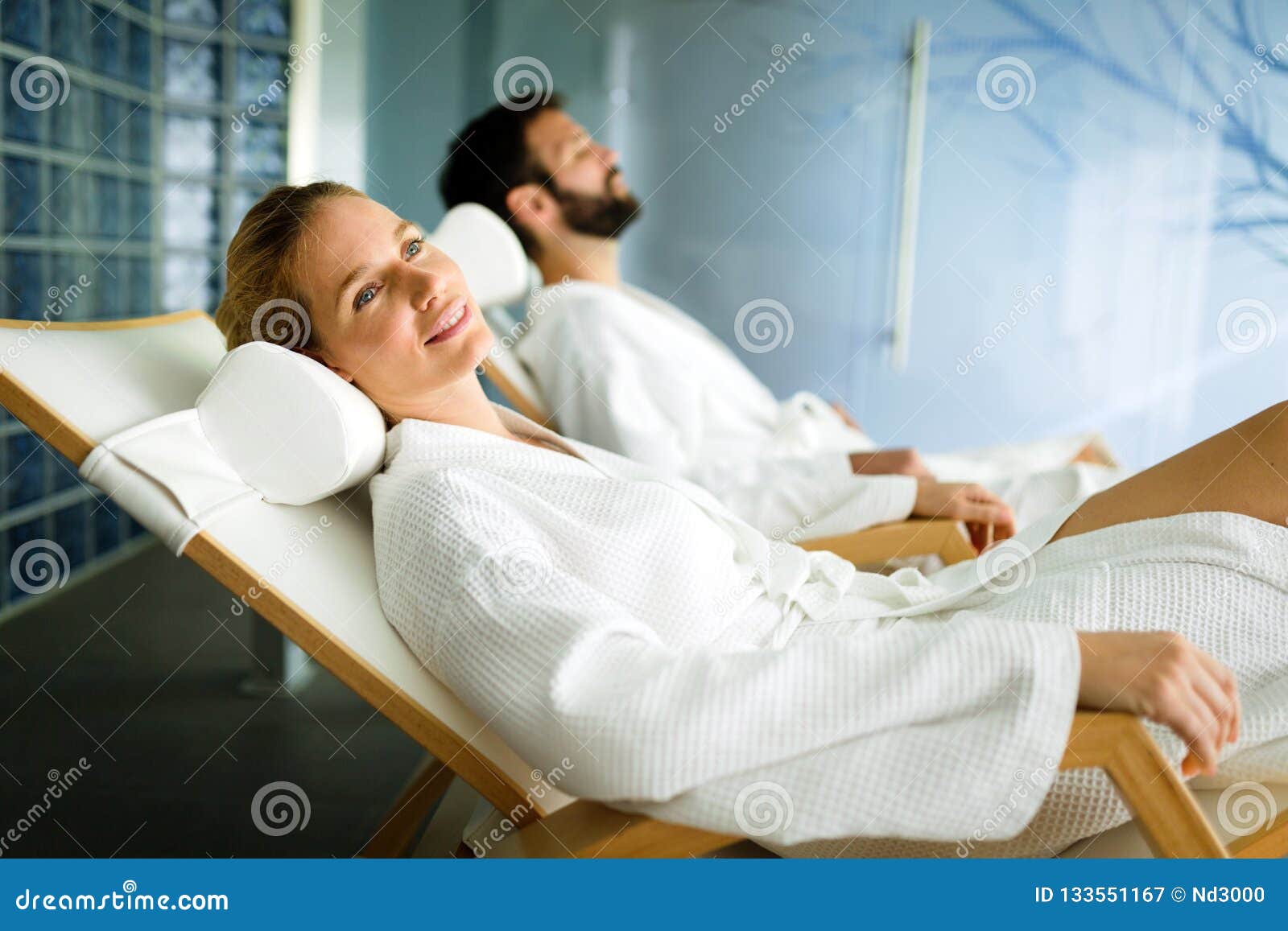 Attractive Happy Couple Relaxing In Spa Center Stock Image Image Of