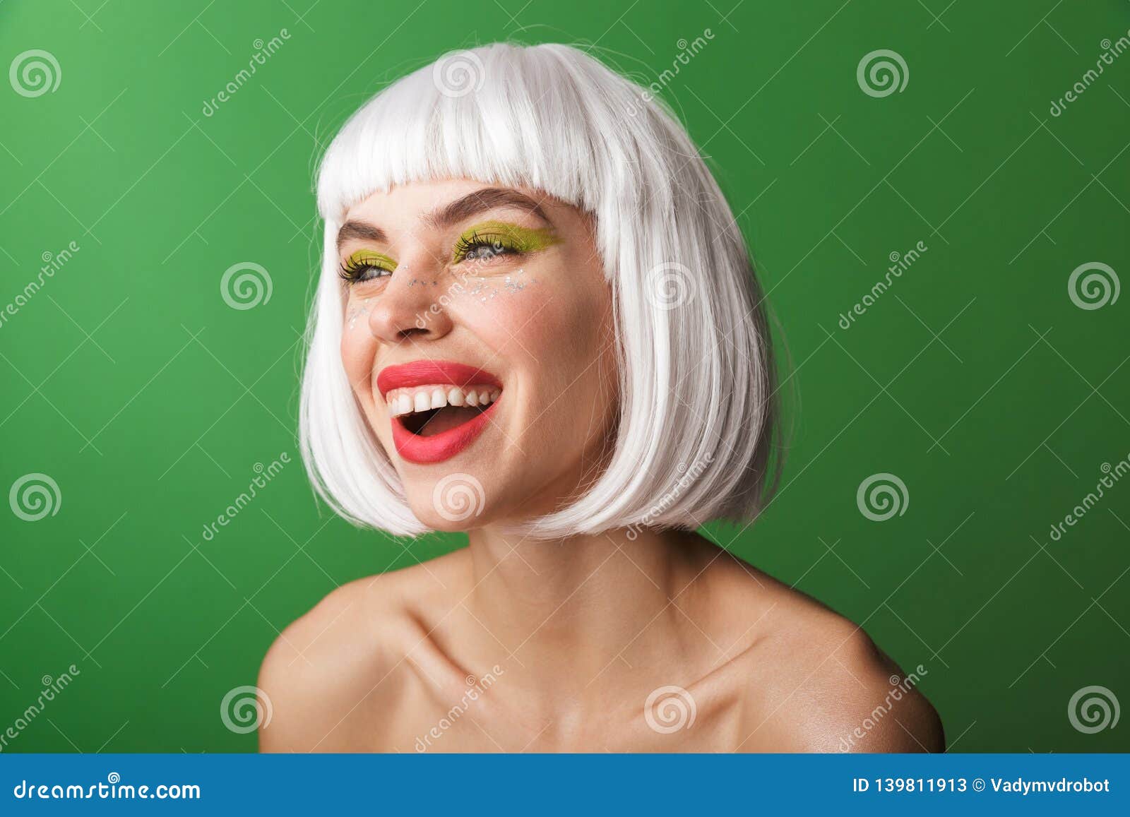 Attractive Happy Young Topless Woman Stock Image Image of facial
