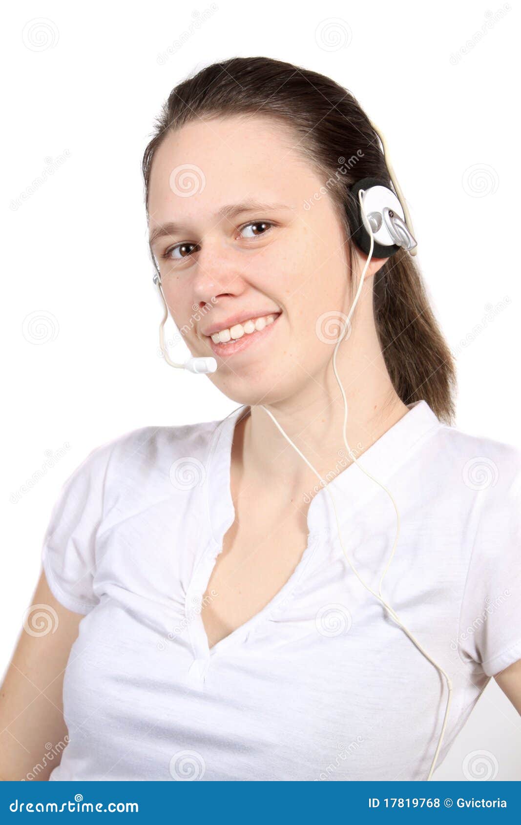 Attractive headset girl stock photo. Image of student 17819768