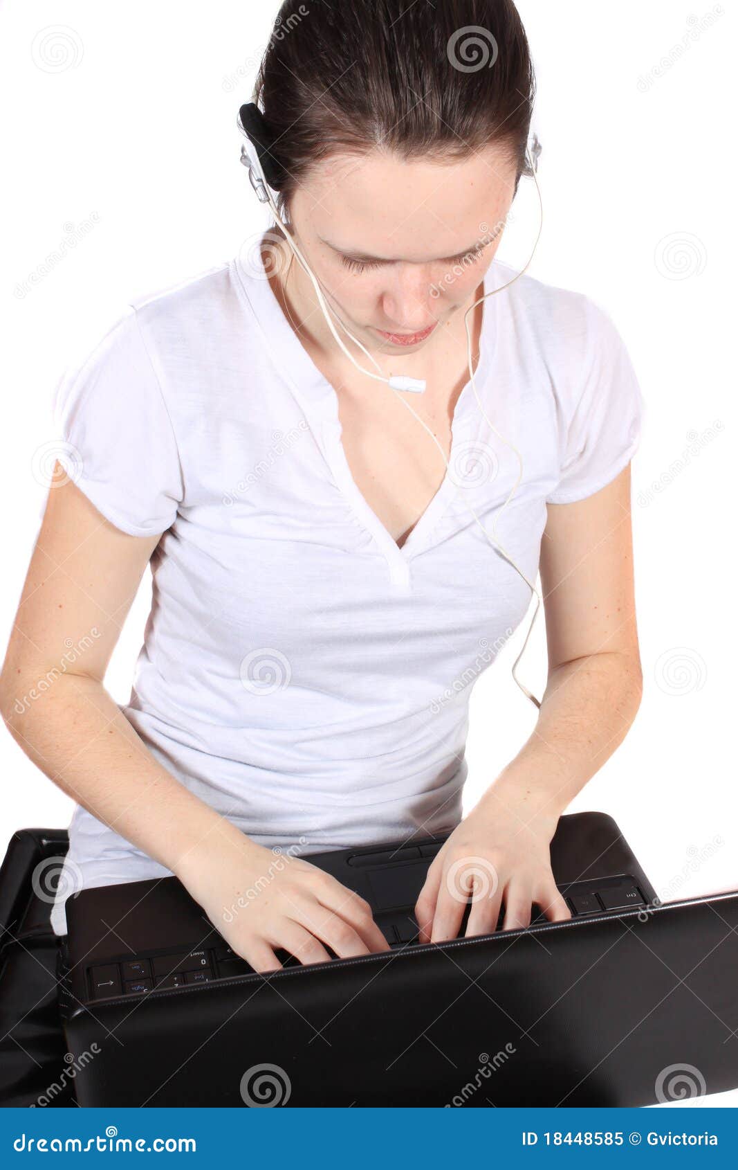 Attractive headset girl stock image. Image of service 18448585