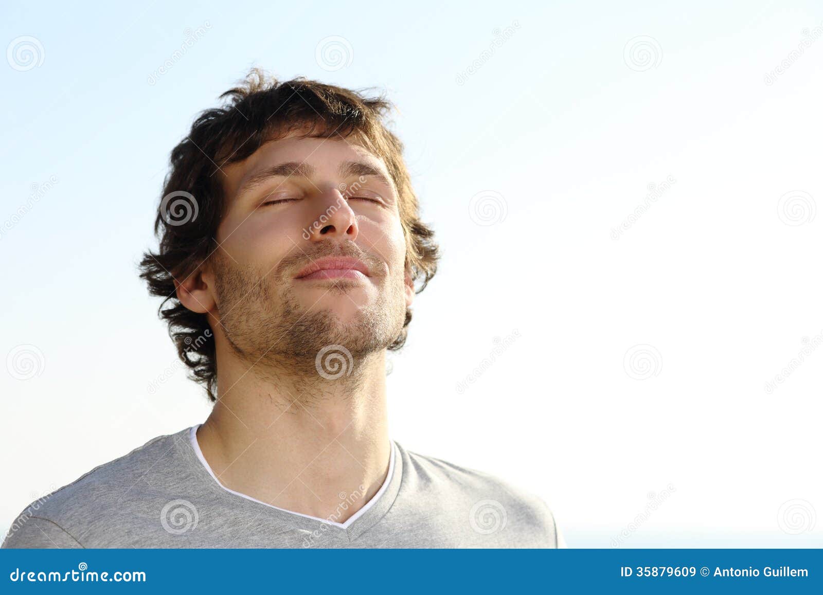 attractive man breathing outdoor