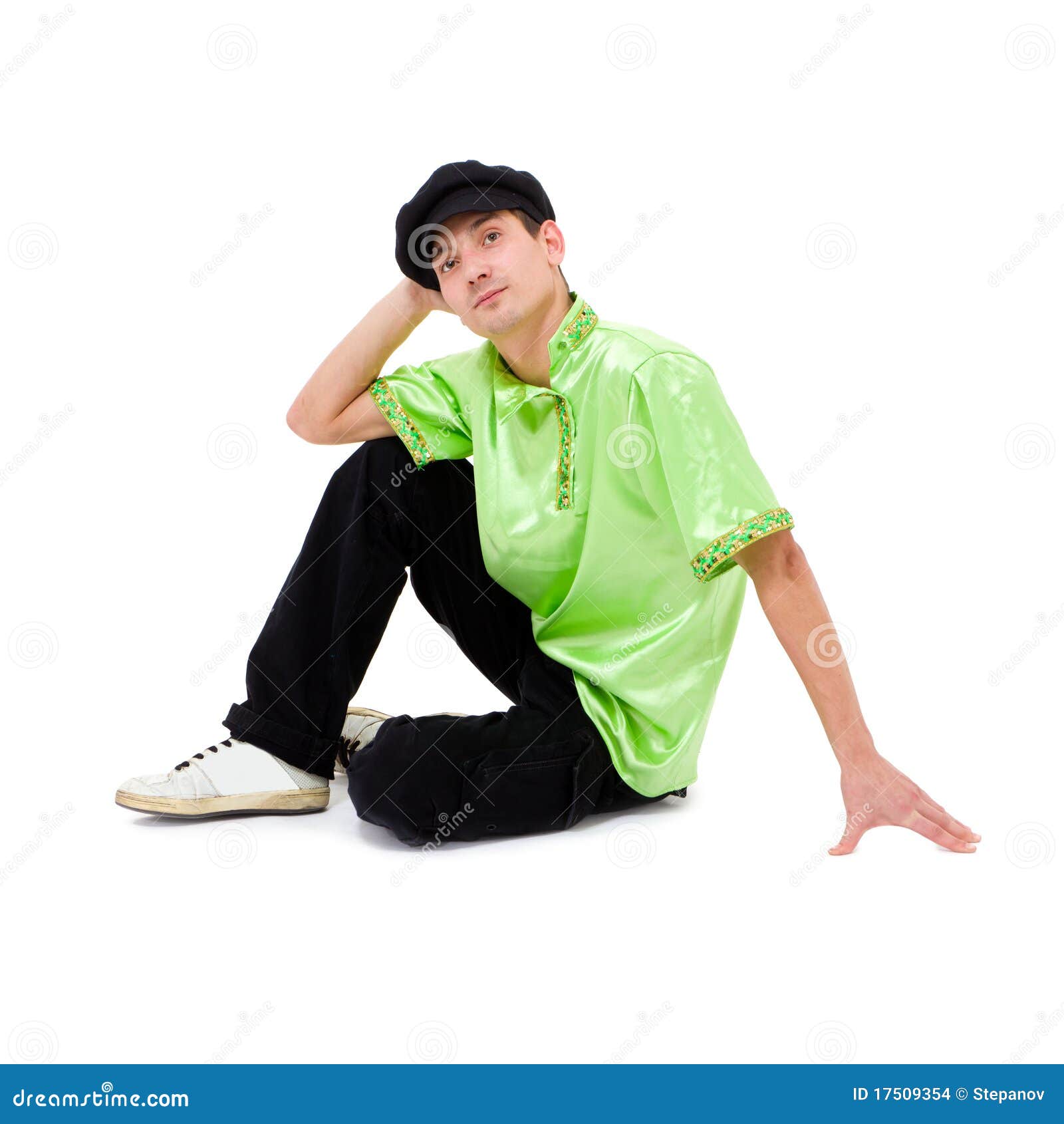 Attractive Man With Peaked Cap Stock Photo Image of student, sitting