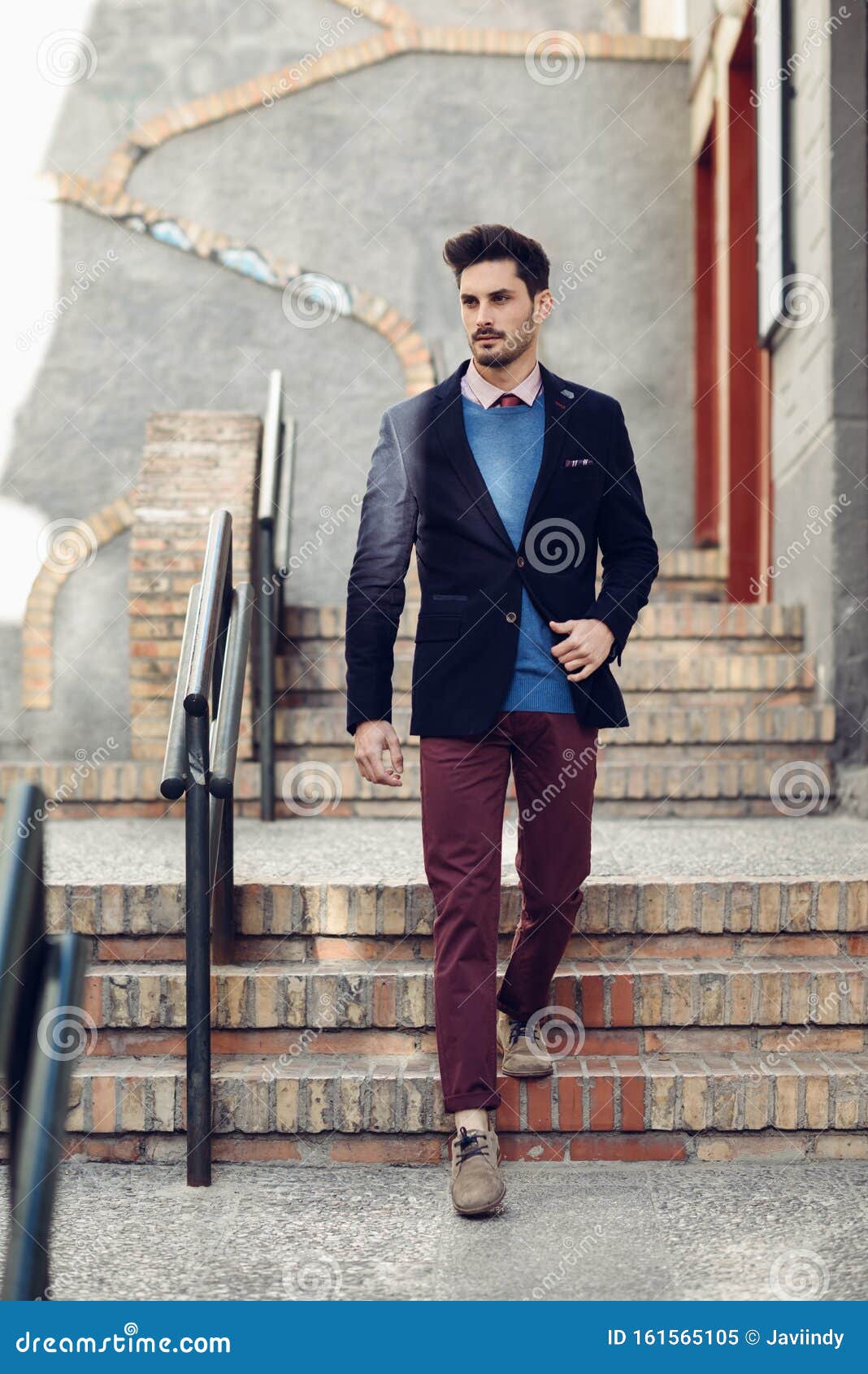 Attractive Man Wearing British Elegant Suit in the Street. Modern ...