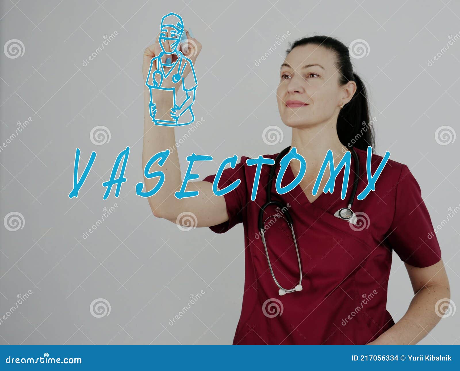 attractive medico with marker writing vasectomy