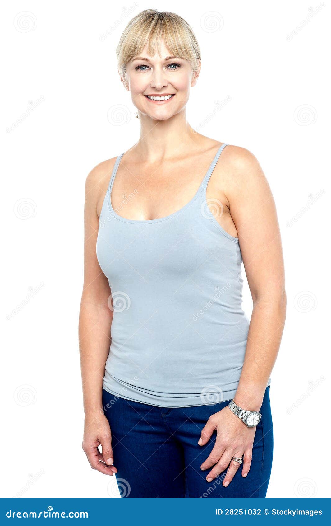 Attractive Middle Aged Woman In Spaghetti Top Stock Photography