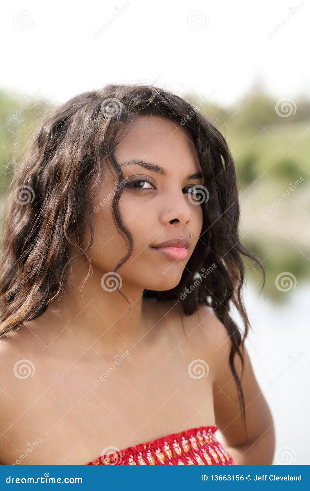 Attractive Mixed Ethnic Teen Girl Outdoor Portrait Stock Ph