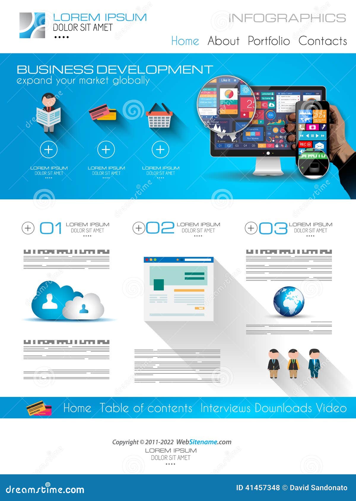 Attractive Modern Business Web Template With Flat Ui Elements Stock Vector Image 41457348 Modern Business Website Templates