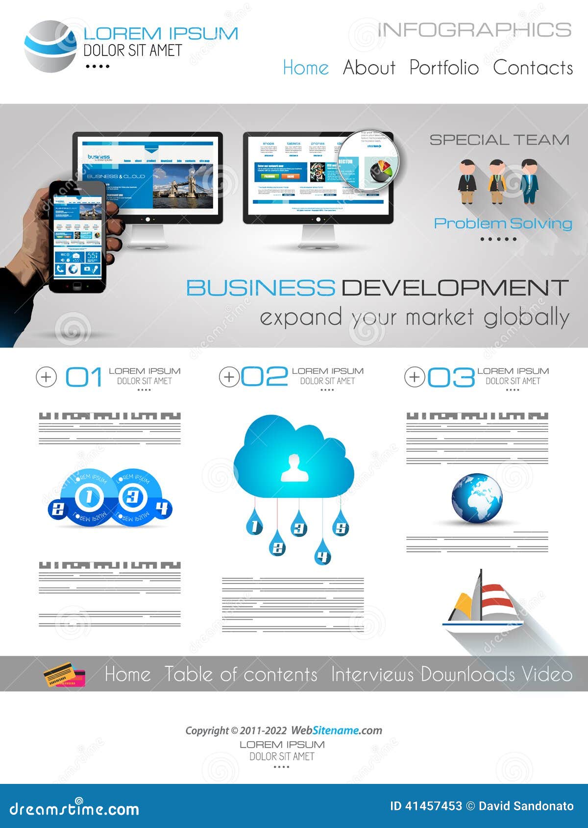 Attractive Modern Business Web Template With Flat Ui Elements Stock Vector Image 41457453 Modern Business Website Templates