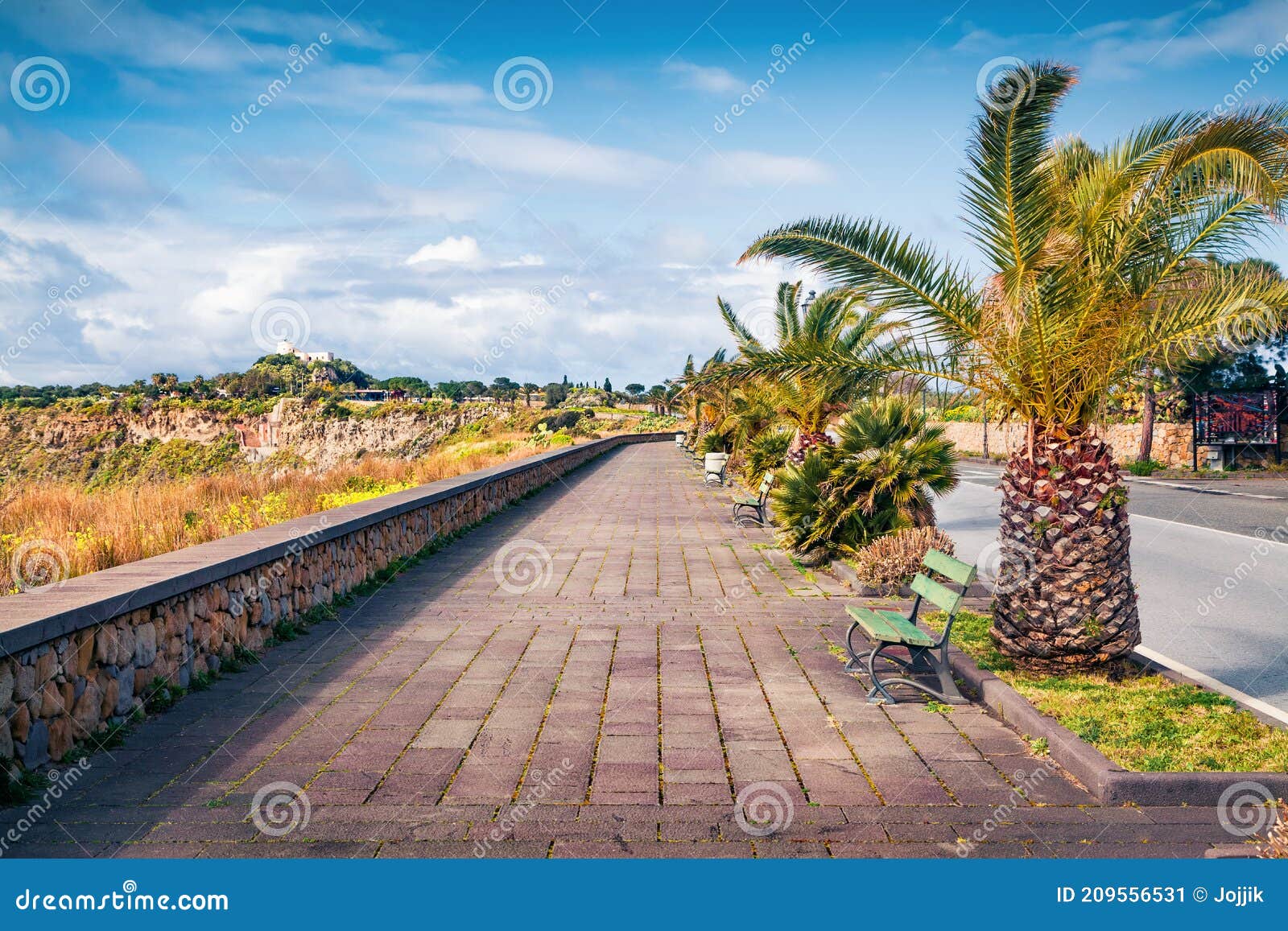 attractive morning scene of milazzo cape with nature reserve piscina di venere, sicily, italy, europe. amazing spring outdoor view