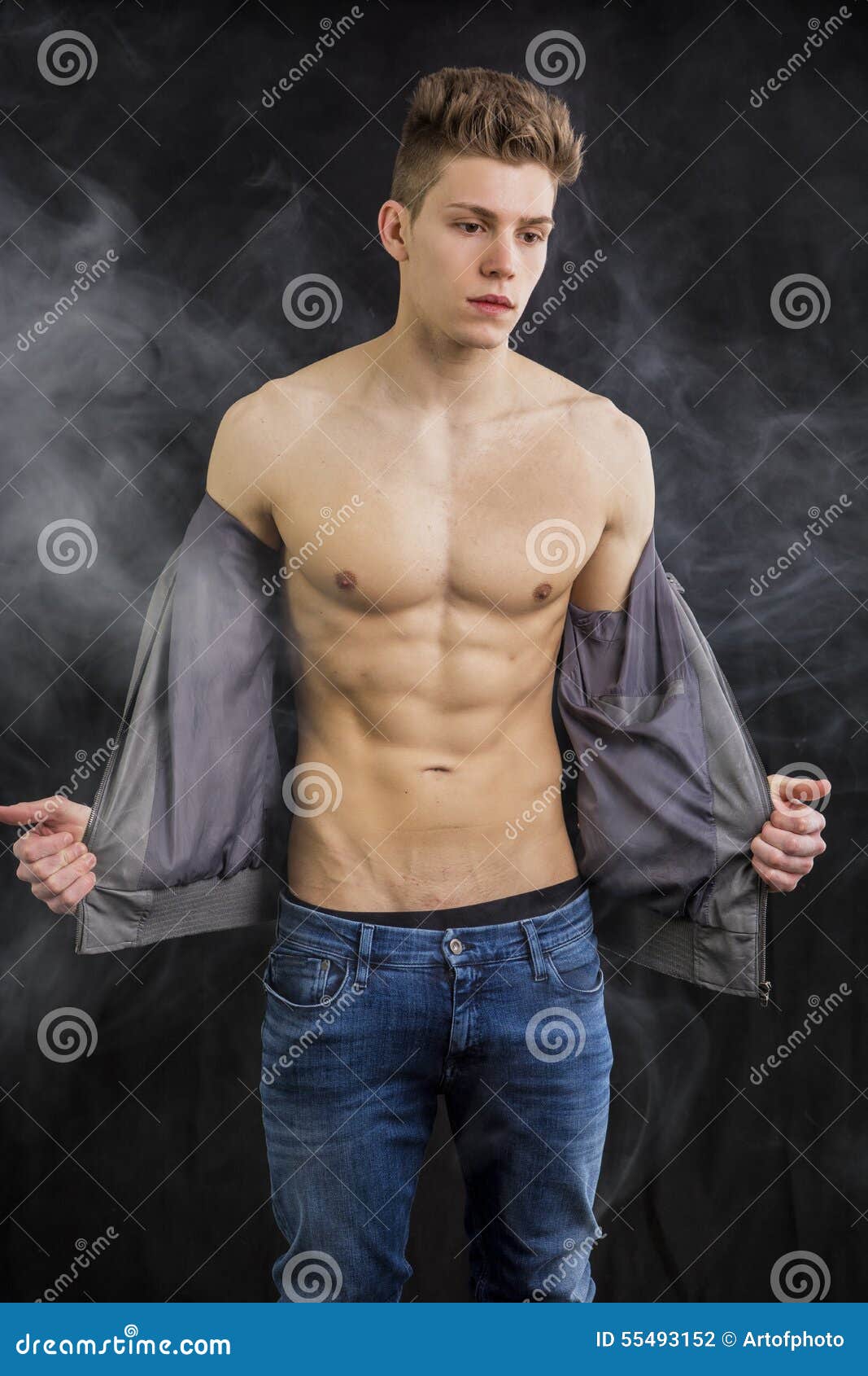 Attractive Muscular Trendy Young Man Undressing Stock 