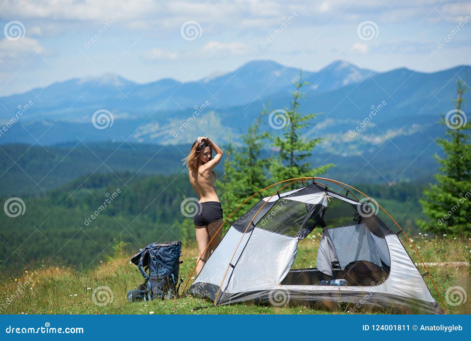 Nude Girl Camping