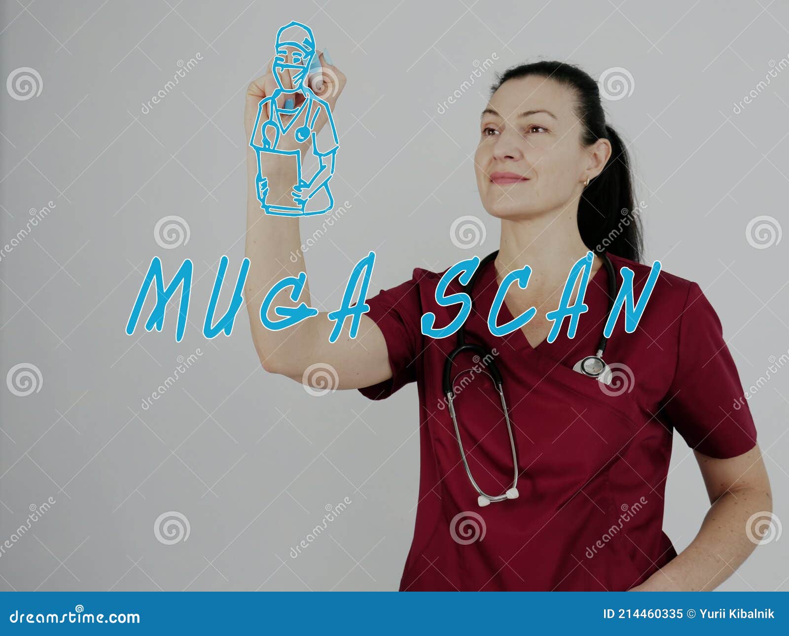 attractive nurse with marker writing muga scan