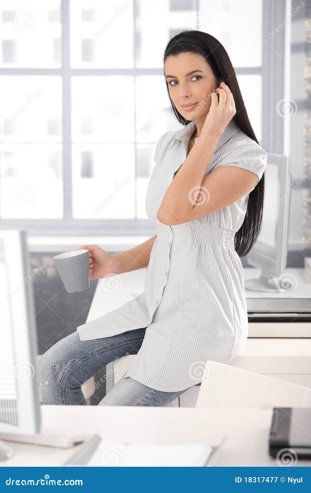 Attractive office girl stock image. Image of american 18317477