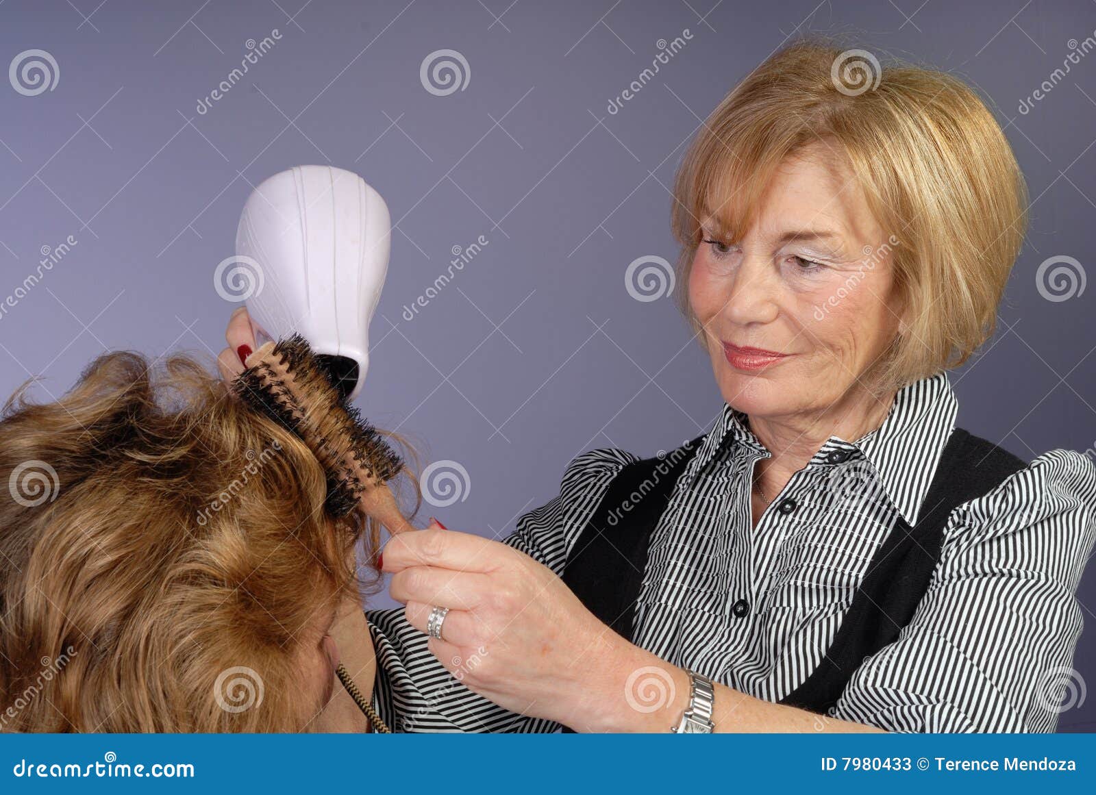 Attractive Older Lady Hair Stylist Stock Image Image of dries, mature