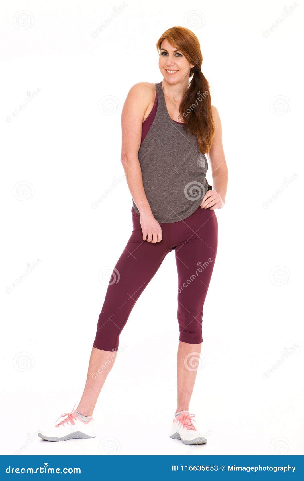 Attractive Older Woman Posing in Sportswear Stock Image - Image of ...