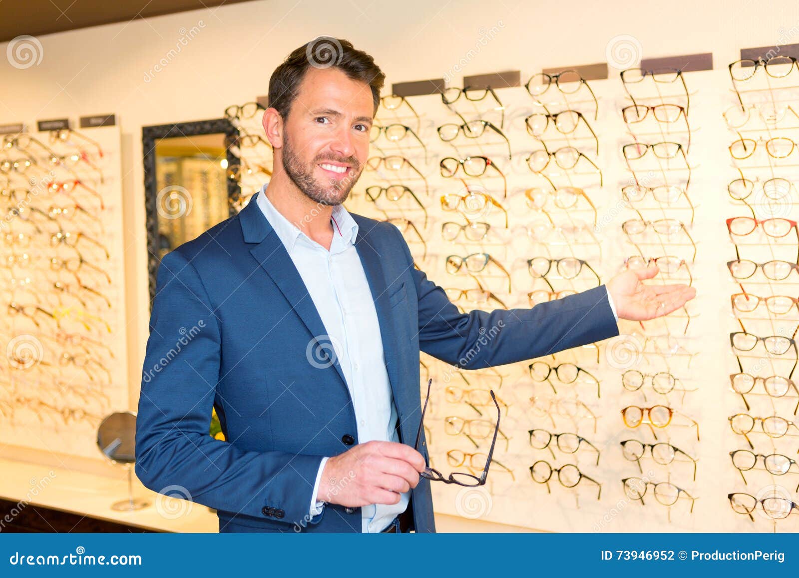 Attractive Optician Working in His Glasses Shop Stock Photo - Image of ...