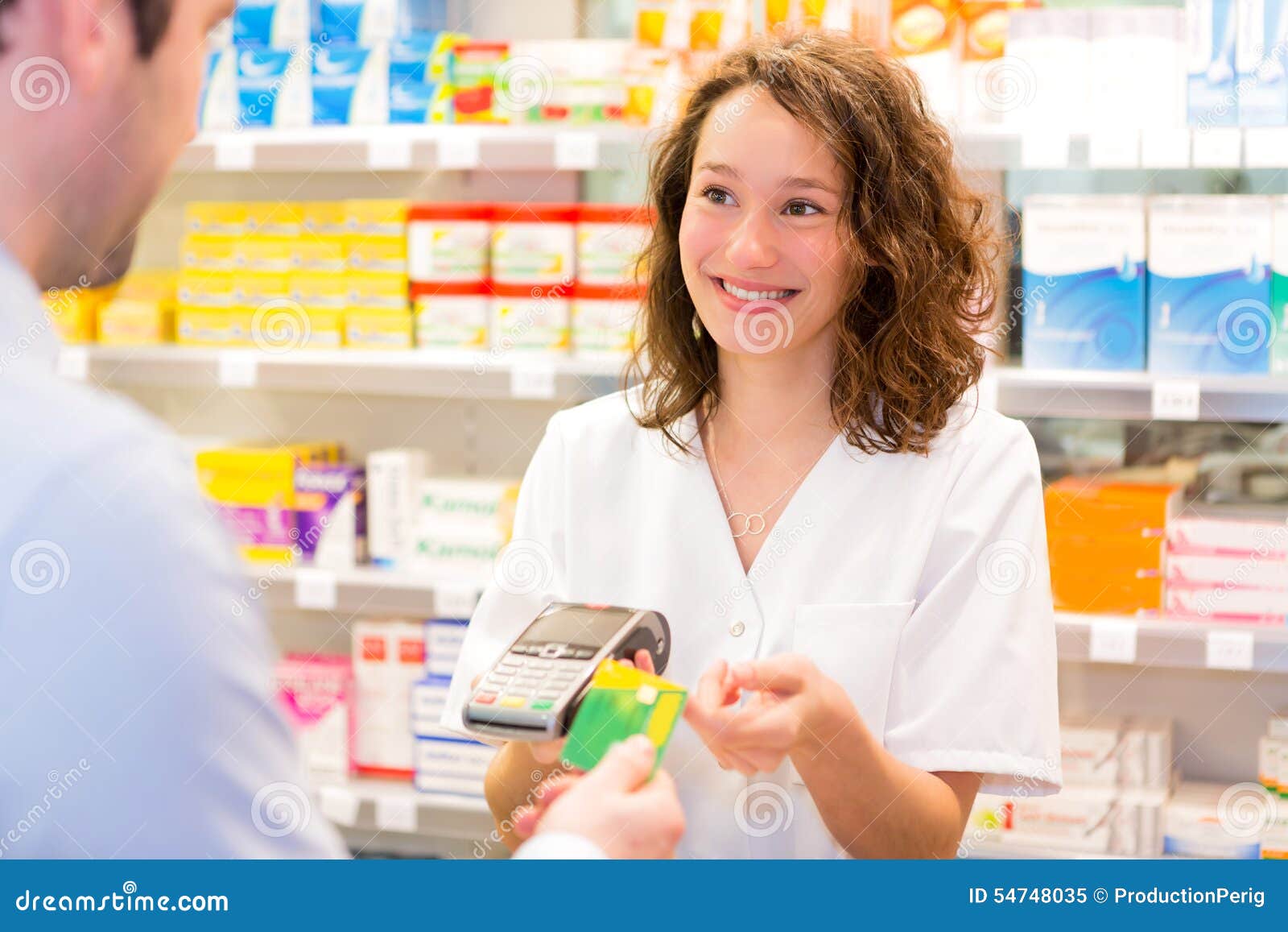 Attractive Pharmacist Taking Healt Insurance Card Stock Image - Image