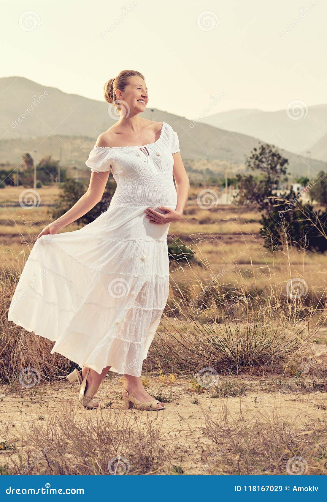 Attractive Pregnant Woman Outdoors Stock Image Image Of