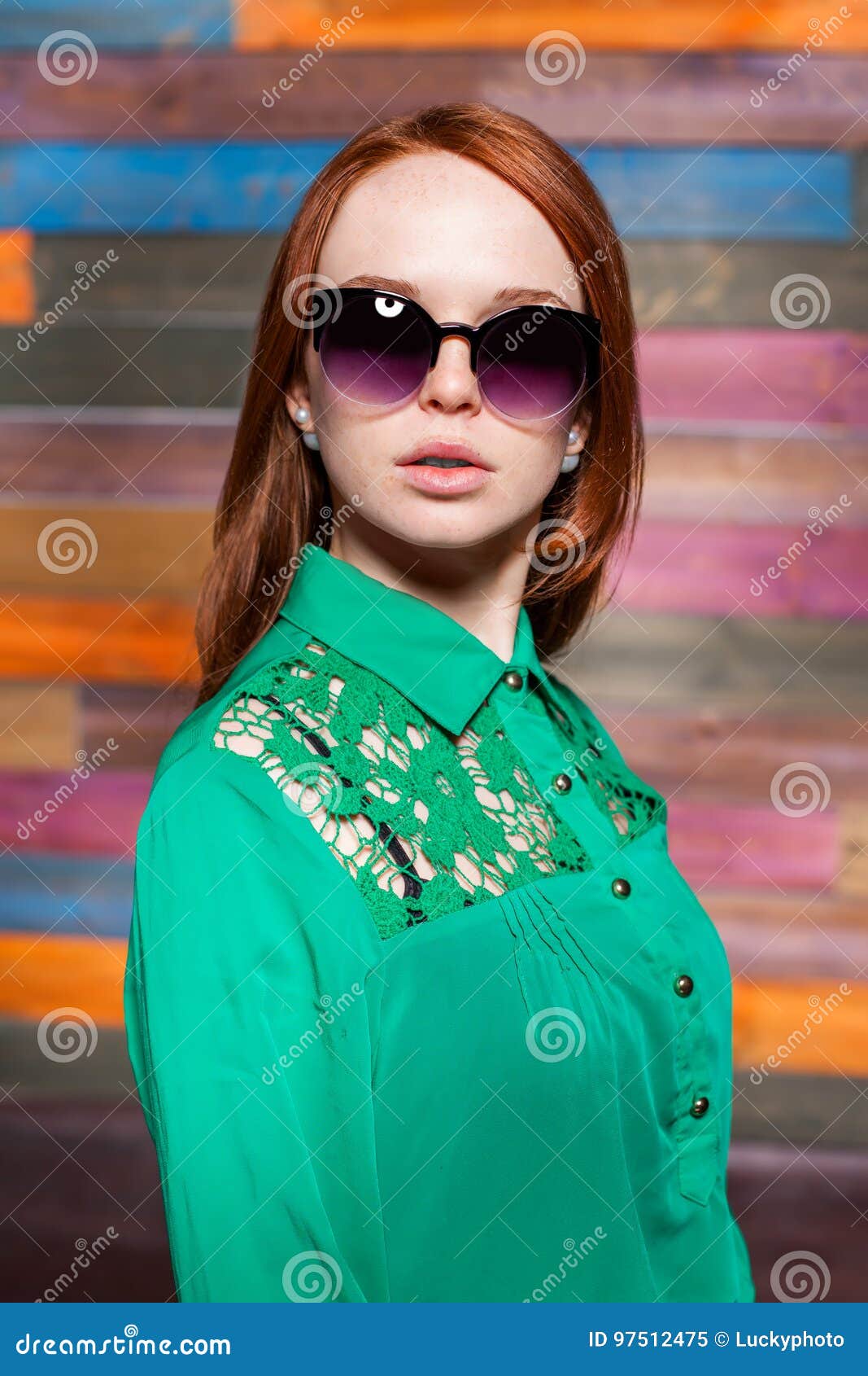 Attractive Redhead Teeen In Sunglasses Stock Image Image Of Color