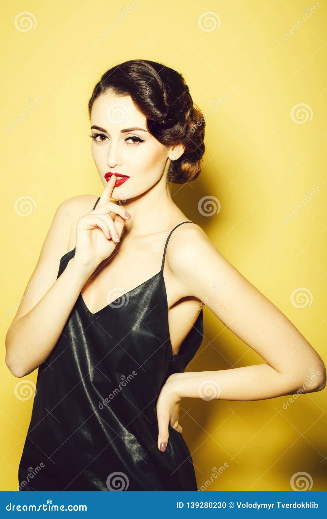 Attractive retro woman stock photo. Image of background - 139280230