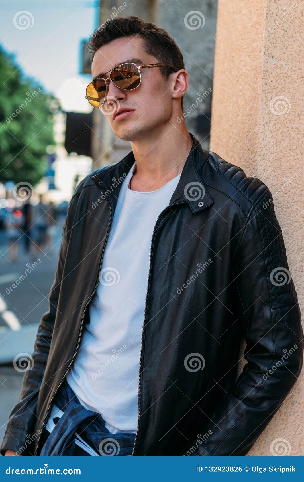 Attractive, Guy Standing on the Street in Sunglasses. Self-confidence ...