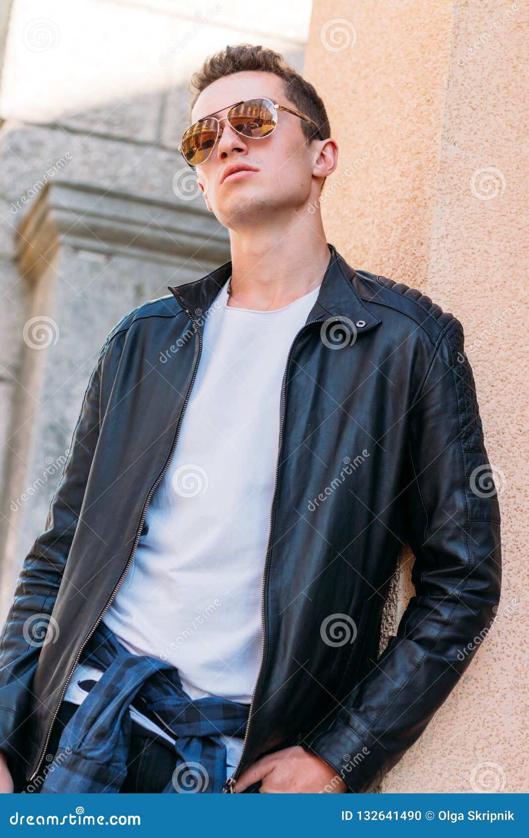 Attractive, Guy Standing on the Street in Sunglasses. Self-confidence ...