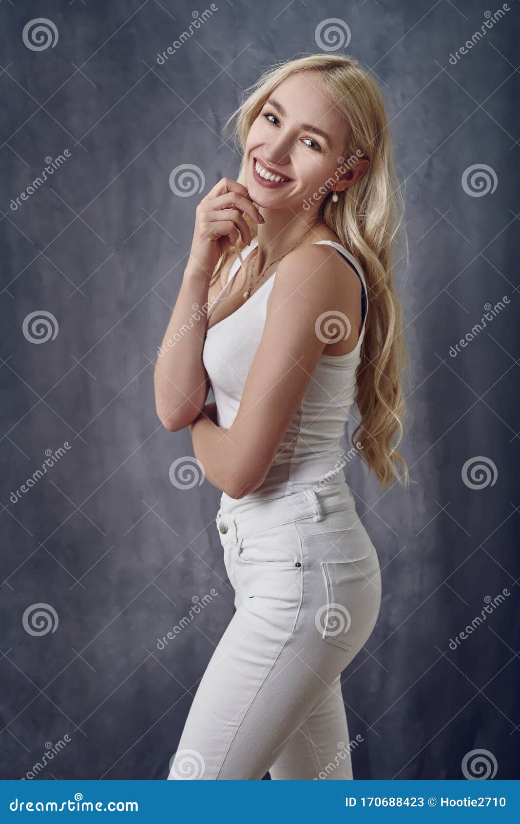 Attractive Slender Blond Woman With Long Hair Stock Image Image Of Posing Slim 170688423