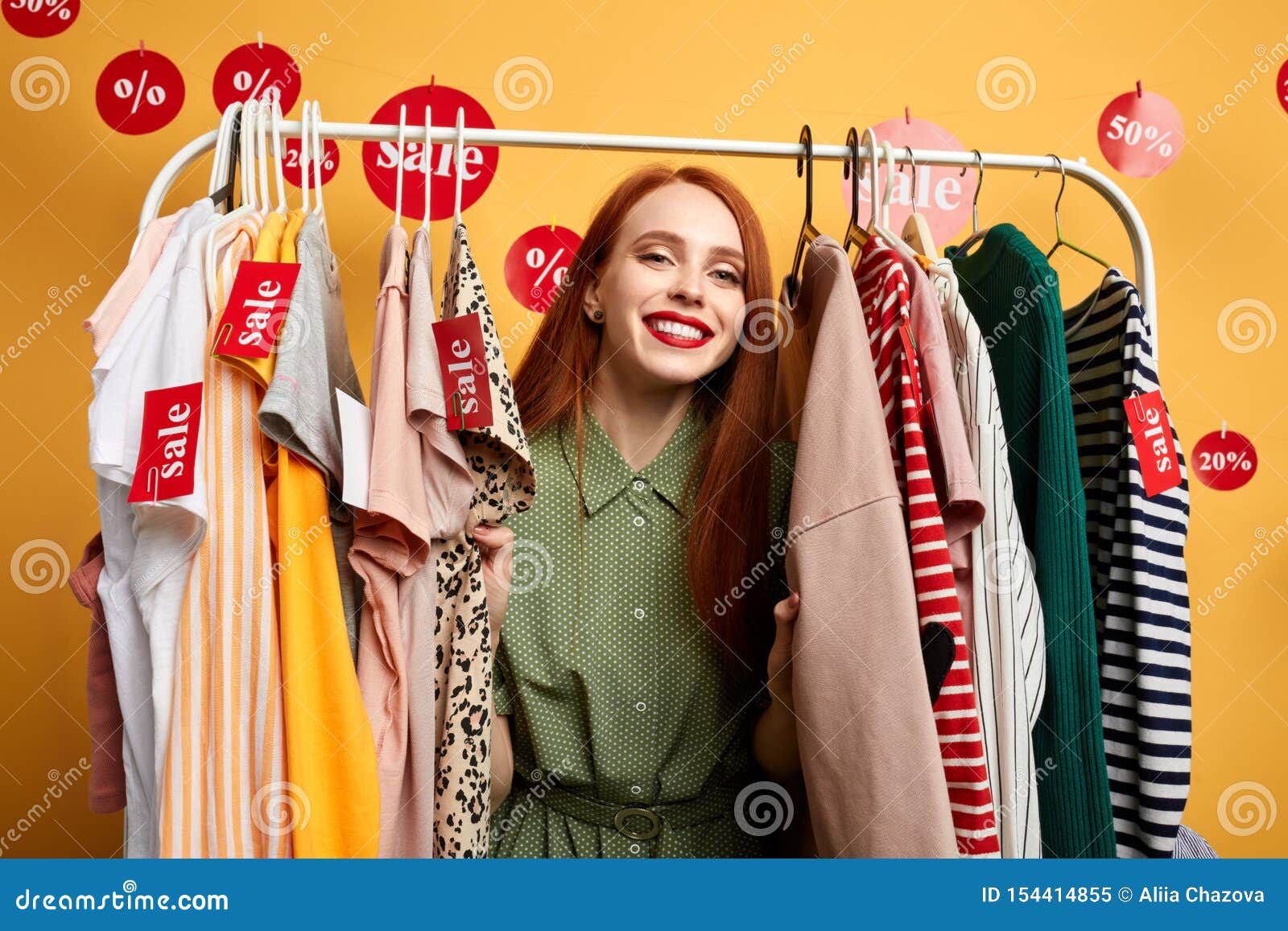 Attractive Smiling Woman Standing Inside Wardrobe Stock Image Image Of Fashion Assistant