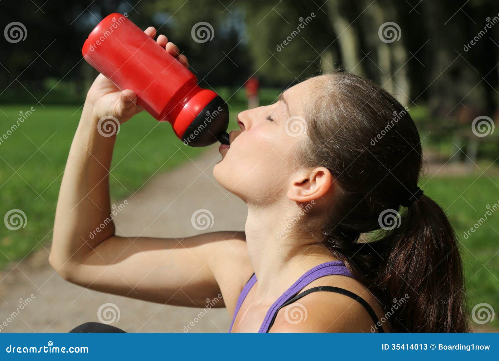 Attractive Sporty Woman Drinking Water After Sports Stock Image Image