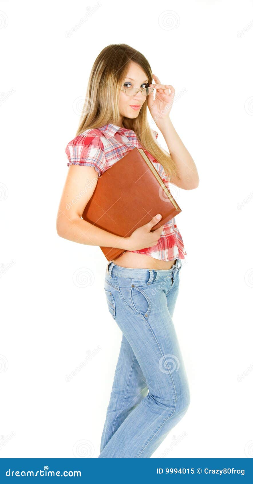 Attractive Student Girl with Big Book Stock Image Image of college