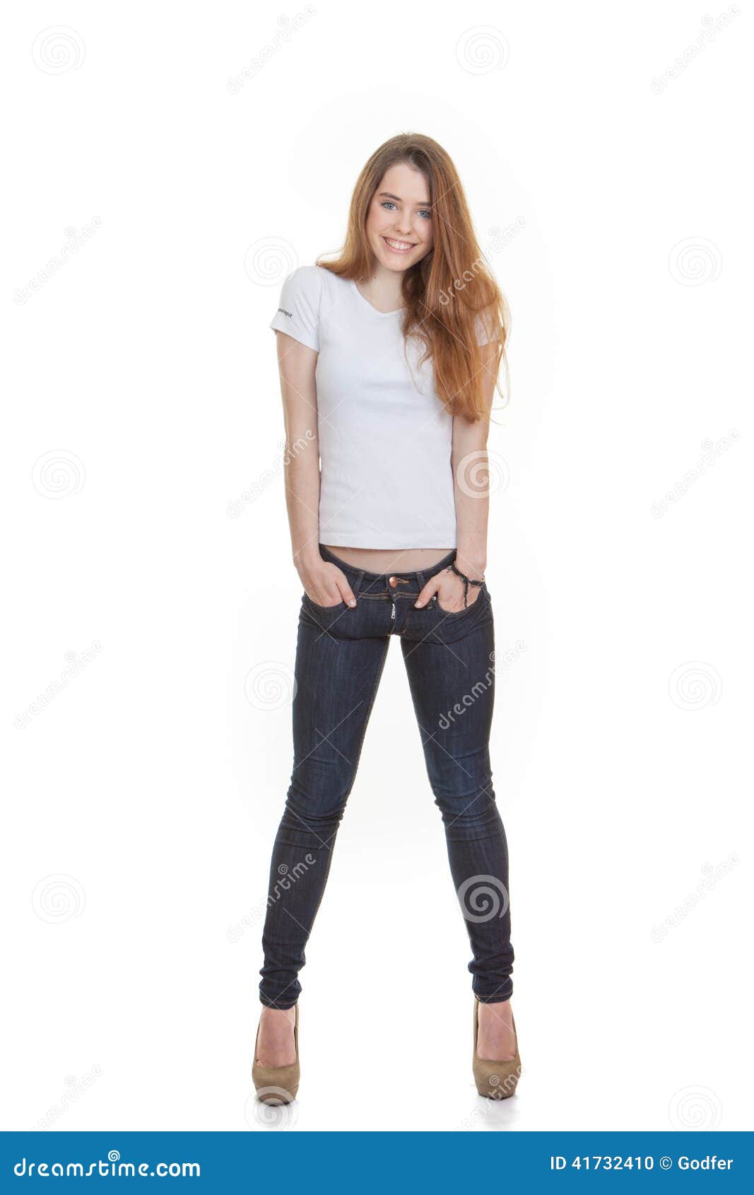 Attractive Teen Fashion Model Posing Stock Photo - Image of jeans ...