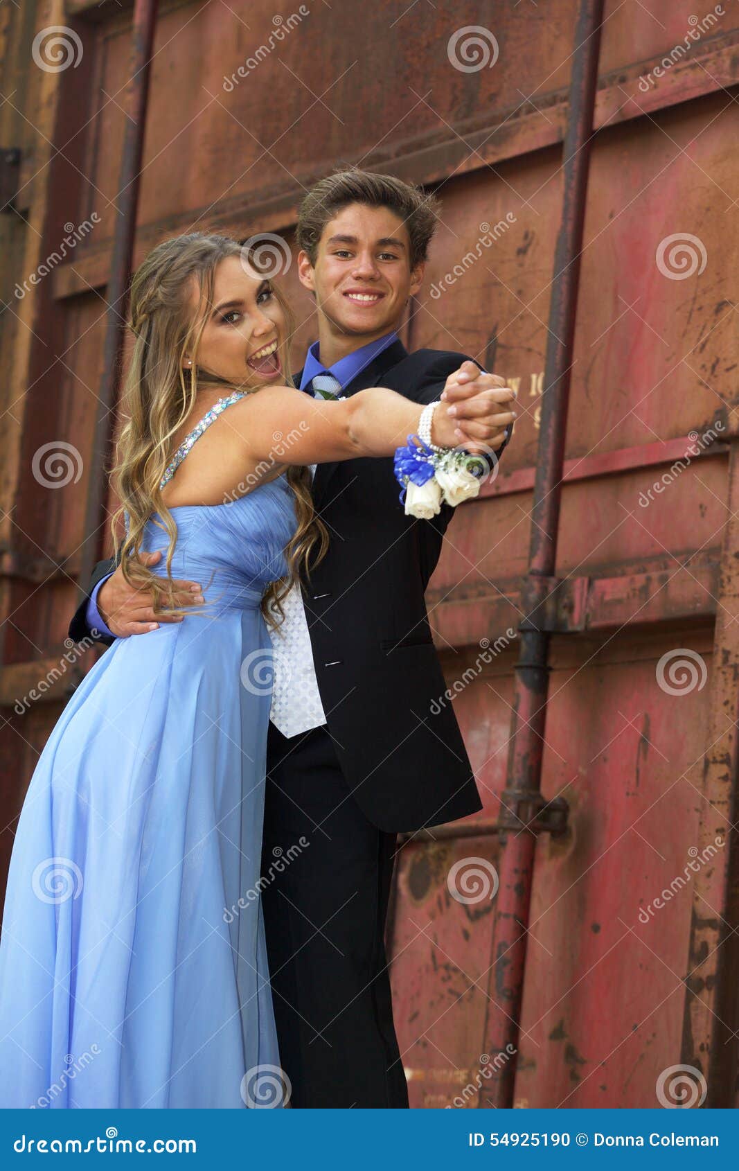 attractive teenage prom couple