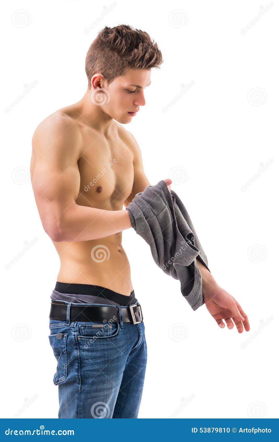 Attractive Trendy Young Man Undressing Stock Photo Image 53879810