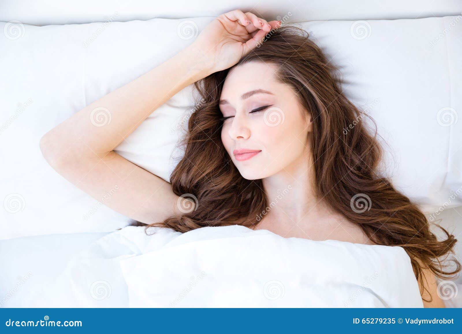 Attractive Woman with Beautiful Long Hair Sleeping in Bed Stock Image -  Image of naked, lovely: 65279235