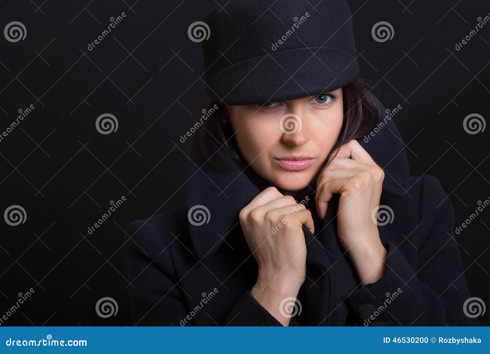 The Attractive Woman in a Cap Stock Photo Image of cheerful, face