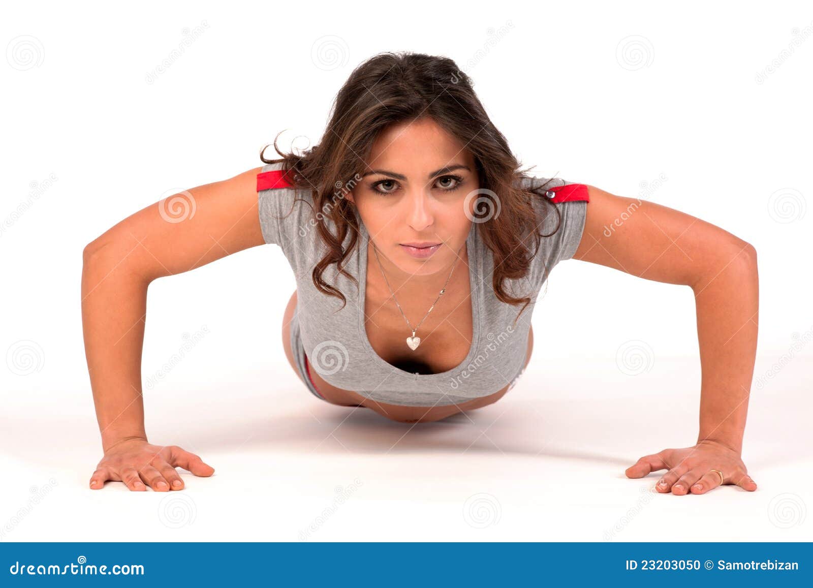 Attractive Woman Doing Pushups Stock Photo Image of running